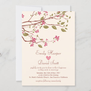 Invitación a la boda de la rama de florecimiento d