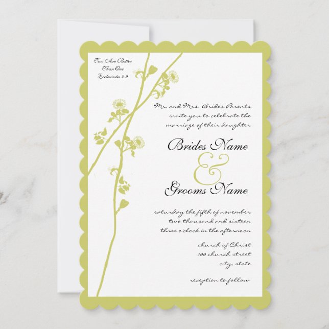 Invitación a la boda de la rama de flores silvestr (Anverso)