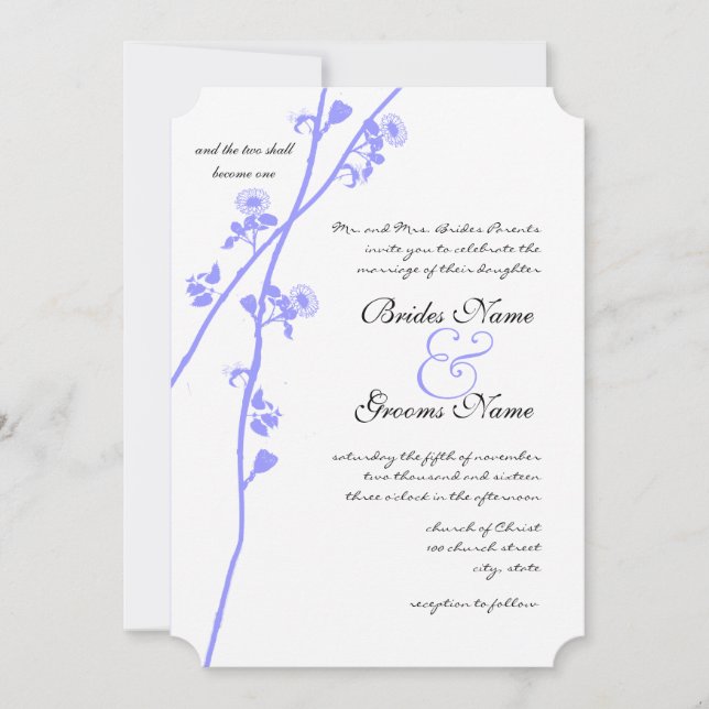 Invitación a la boda de la rama de flores silvestr (Anverso)