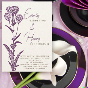 Invitación a la boda de la rama de las flores silv