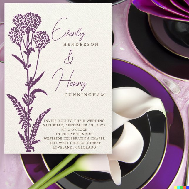 Invitación a la boda de la rama de las flores silv (Subido por el creador)