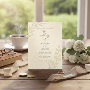 Invitación a la boda de la rama de olivo beige Euc