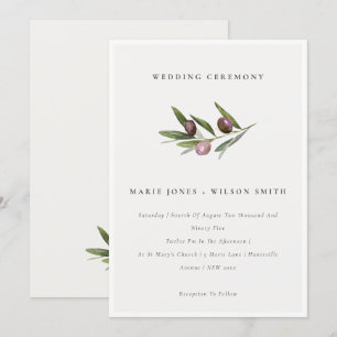 Invitación a la boda de la rama de olivo mínima rú