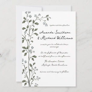 Invitación a la boda de la rama floral azul