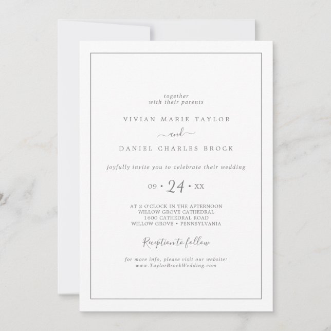 Invitación a la boda de la recepción de plata mini (Anverso)