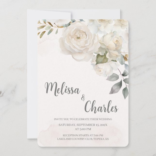 Invitación a la boda de la rosa blanca (Anverso)