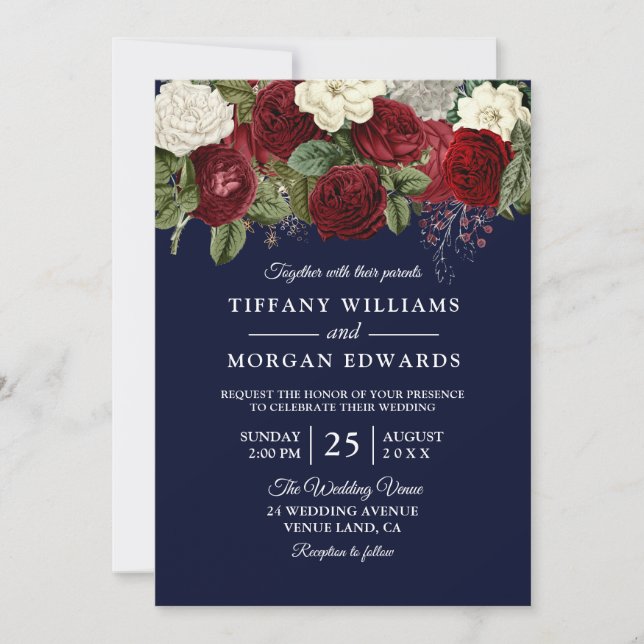 Invitación a la boda de la rosa blanca de la Marin (Anverso)