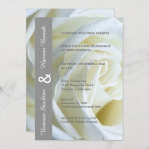 Invitación a la boda de la rosa blanca moderna