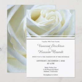 Invitación a la boda de la rosa blanca moderna