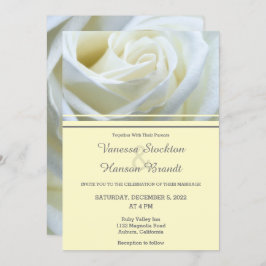 Invitación a la boda de la rosa blanca moderna