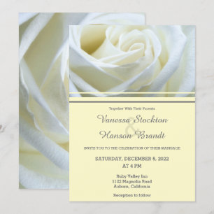 Invitación a la boda de la rosa blanca moderna