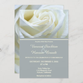 Invitación a la boda de la rosa blanca moderna