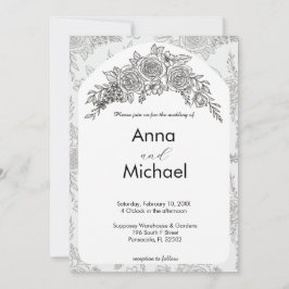 Invitación a la boda de la rosa blanca y negra