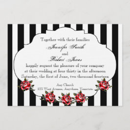 Invitación a la boda de la rosa blanca y roja negr