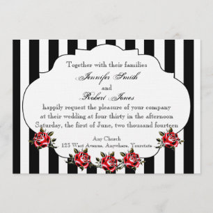 Invitación a la boda de la rosa blanca y roja negr