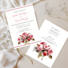 Invitación a la boda de la rosa de color de agua