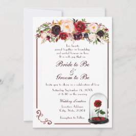 Invitación a la boda de la rosa roja borgoñona