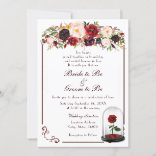 Invitación a la boda de la rosa roja borgoñona