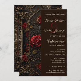 Invitación a la boda de la Rosa Roja Gótica