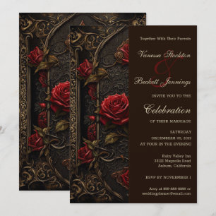 Invitación a la boda de la Rosa Roja Gótica