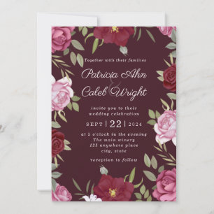 Invitación a la boda de la Rubor de rosas rojas ro