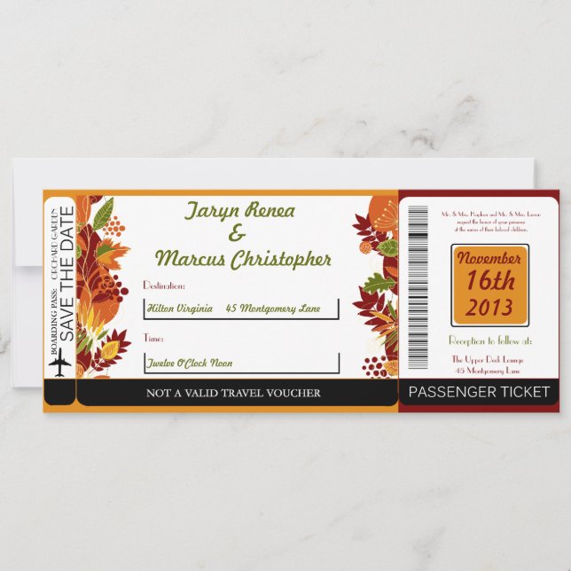 Invitación a la boda de la salida del avión de Fal (Anverso)