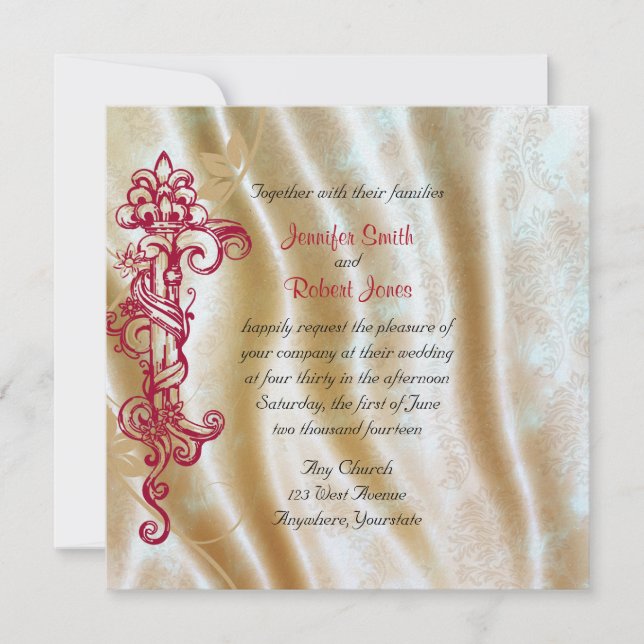 Invitación a la boda de la Seda Crema y la Posh De (Anverso)