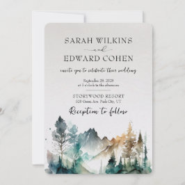 Invitación a la boda de la selva de la montaña acu
