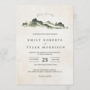 Invitación a la boda de la selva de la montaña Wat