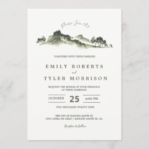 Invitación a la boda de la selva de la montaña Wat