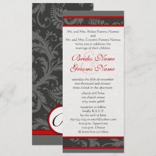Invitación a la boda de la sirena de damasca gris