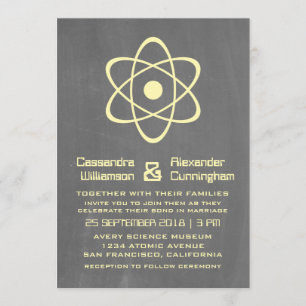 Invitación a la boda de la tableta atómica amarill