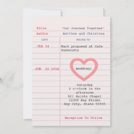 Invitación a la boda de la tarjeta de biblioteca
