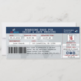 Invitación a la boda de la tarjeta de embarque de