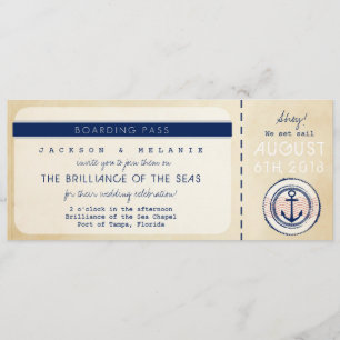 Invitación a la boda de la tarjeta de embarque de