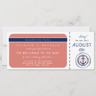 Invitación a la boda de la tarjeta de embarque del