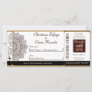 Invitación a la boda de la tarjeta de embarque mar
