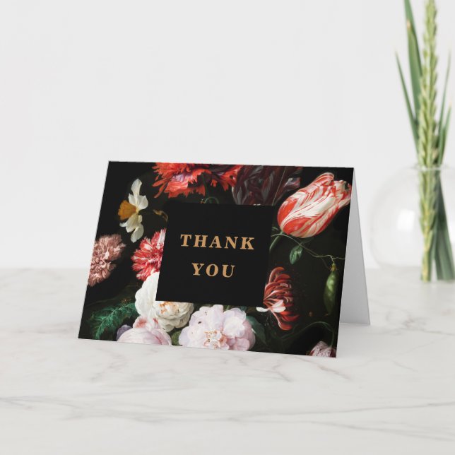 Invitación a la boda de la tarjeta floral roja osc (Anverso)