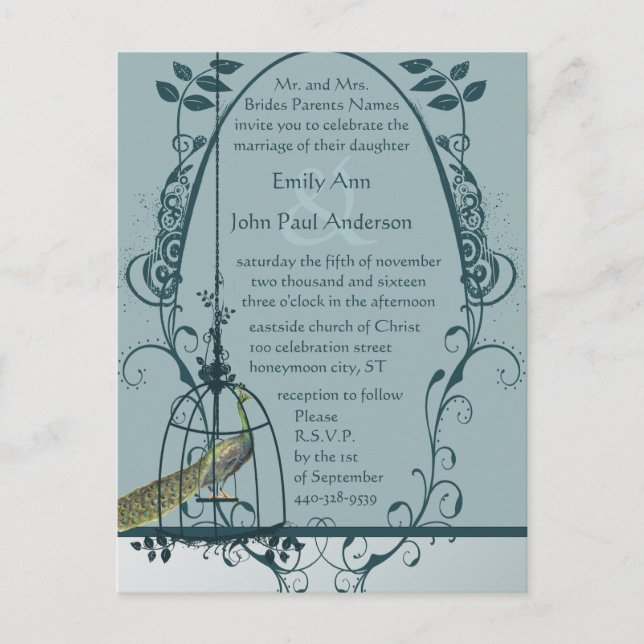 Invitación a la boda de la tarjeta postal de la ja (Anverso)