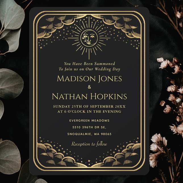 Invitación a la boda de la tarjeta Tarot de Black  (Subido por el creador)