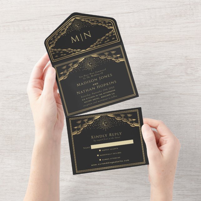 Invitación a la boda de la tarjeta Tarot elegante  (desgarro)