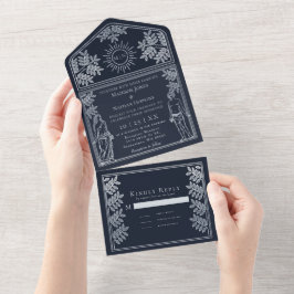 Invitación a la boda de la tarjeta Tarot plateada