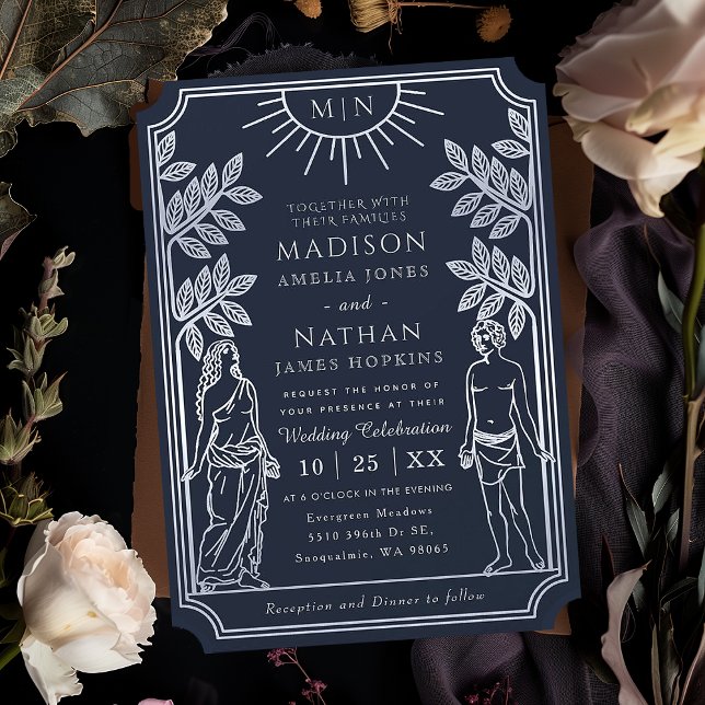 Invitación a la boda de la tarjeta Tarot plateada  (Subido por el creador)