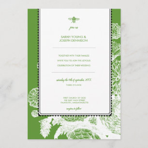 Invitación a la boda de la tela de la abeja en el