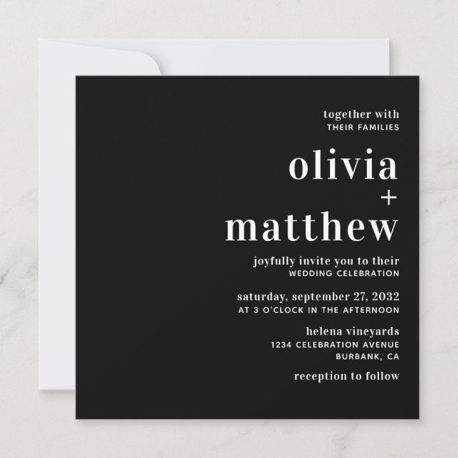 Invitación a la boda de la tipografía blanca moder (Anverso)