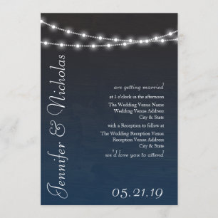 Invitación a la boda de la tipografía de las luces