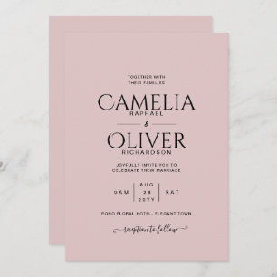 Invitación a la boda de la tipografía de Rosas pol