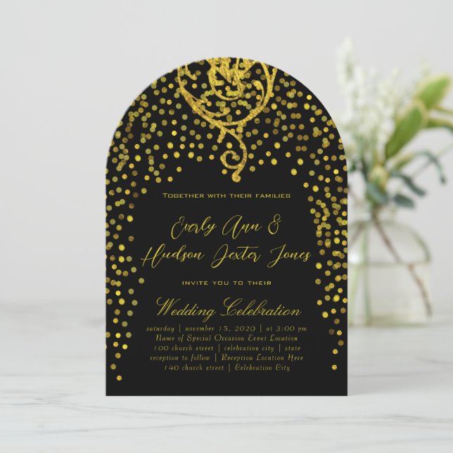 Invitación a la boda de la tipografía moderna Gold (Anverso de pie)