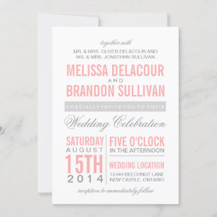 Invitación a la boda de la tipografía moderna rosa