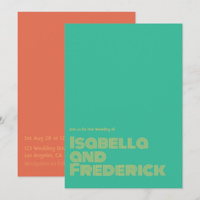 Invitación a la boda de la tipografía retro (Anverso / Reverso)